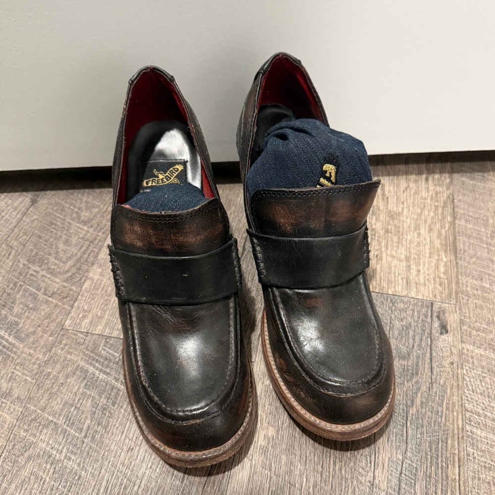 Freebird Leather Heeled Loafers